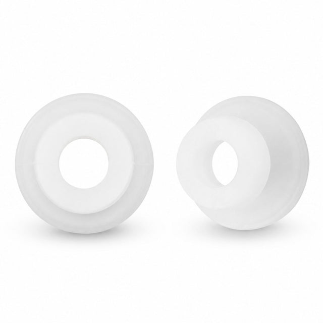 Two white FROZTIVA auger shaft seals for commercial slushy machines