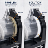 Worn leaking slush machine hopper seal compared with a replacement gasket