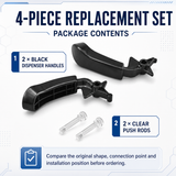 Four-piece replacement set with two black dispenser handles and two clear push rods