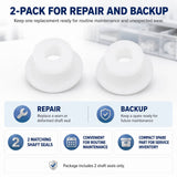 Two-pack of white auger shaft seals for repair and backup maintenance