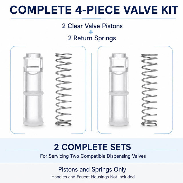 FROZTIVA four-piece slushy machine valve kit with two clear valve pistons and two return springs