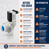 FCD180G98 inlet valve before-order fitment guide for voltage, diameters, terminals, bracket, and hose layout
